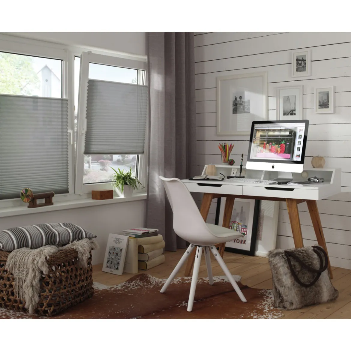 EF Plissee 2BS 45x130cm schiefer
