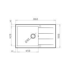 Einbauspuele ATHLOS PLUS 86x50 cm 1B 1DIron grey