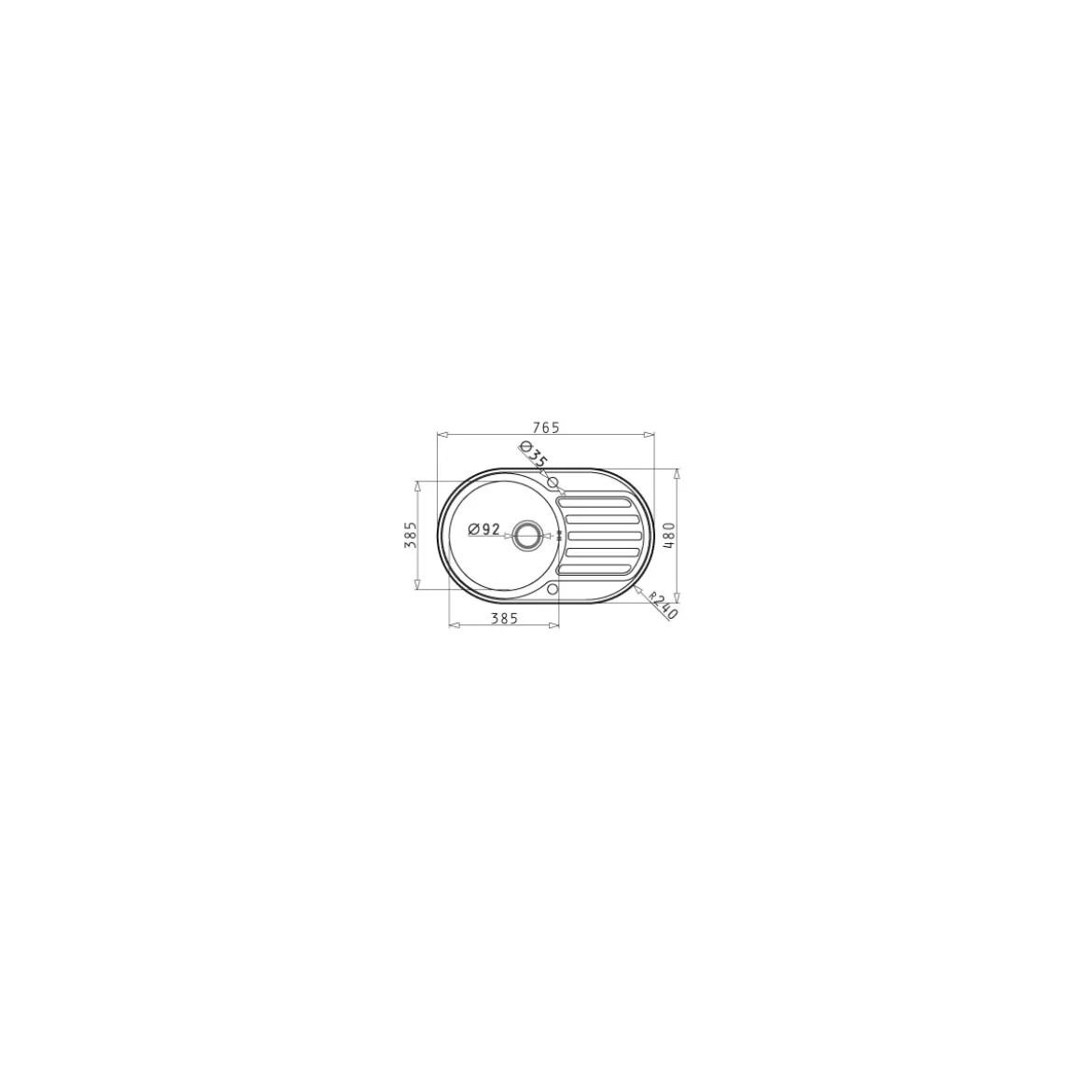 Einbauspuele SRMini glatt 92 mmDrehexcenter