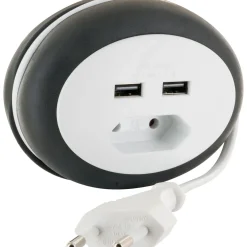 Euroverlaengerung mit 2x USB in weiss3,0 Kabel