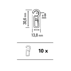 Faltenlegehaken 11-20 mm glasklar
