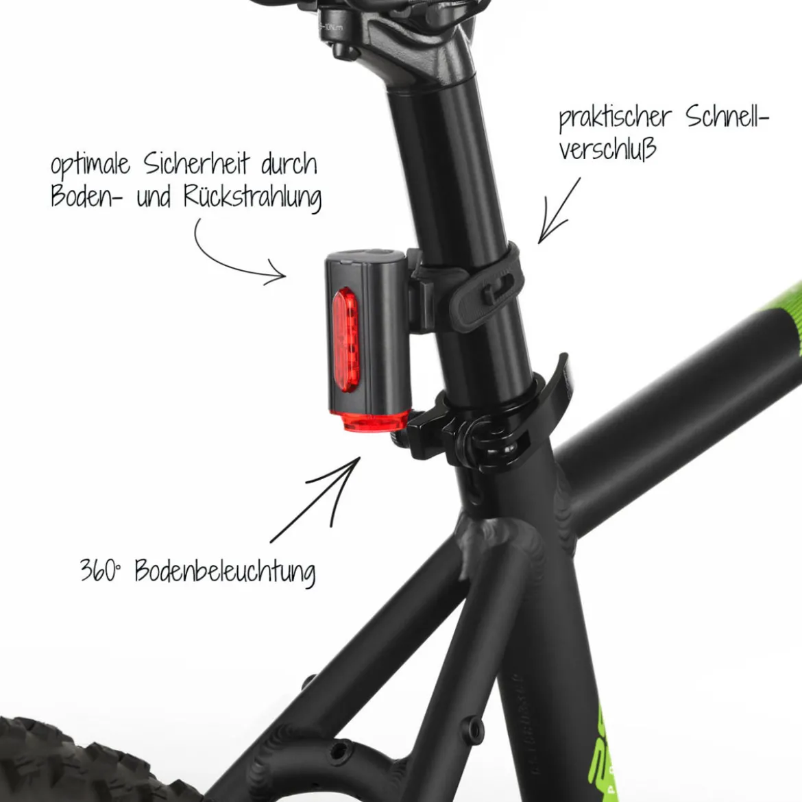 Fischer Bikes Akku-Rücklicht Twin mit Bodenbeleuchtung