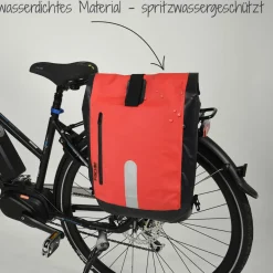 Fischer Bikes Gepäckträgertasche wasserdicht schwarz-rot