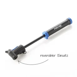 Fischer Bikes Mini-Pumpe mit Doppelhub reversibel silber