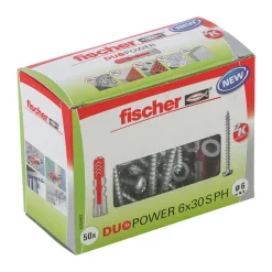 FischerDübel DuoPower 6 x 30 mm mit Panhead-Schraube 50 Stück