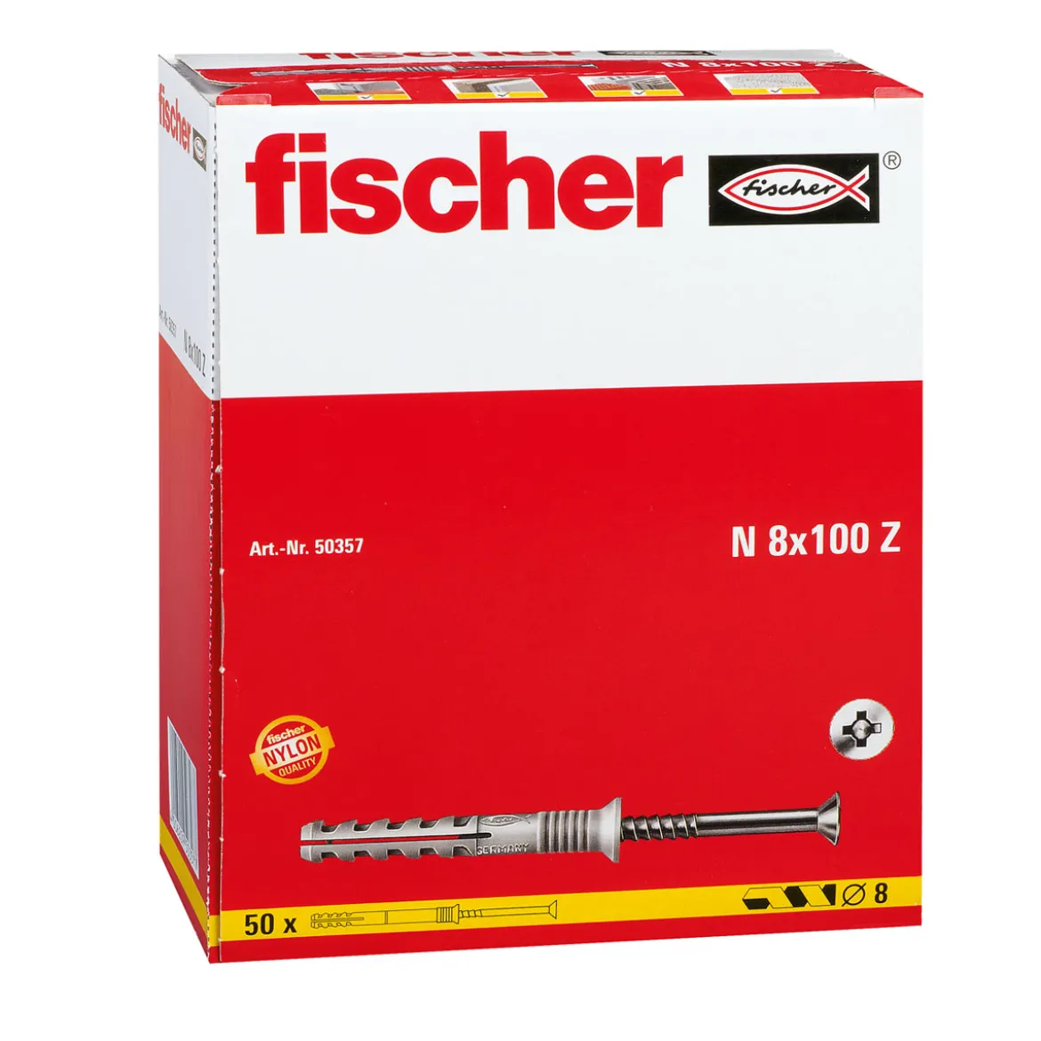 FischerNageldübel 8 x 100/60 mm Senkkopf 50 Stück