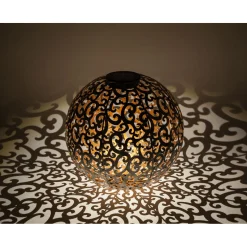 Flector Garten LED-Solar-Dekokugel Orient silber gebürstet Durchmesser 30 cm