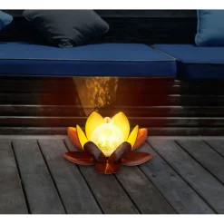Flector Garten LED-Solar-Dekoleuchte Lotus kupfer