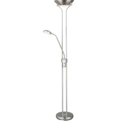 Flector LED- Deckenfluter Lagos m. Leseleuchte H180cm 20W+5W warmweiss, dimmbar, Metall