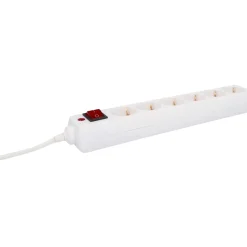 Flector Technik Tischsteckdose mit Schalter 6-fach weiß