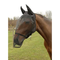 Fliegenschutzmaske Pony schwarz mit Fleecepolsterung
