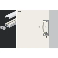 Function Base Profil mit Diffusor 200 cmAlu eloxiert/Satin Alu/Kunststoff