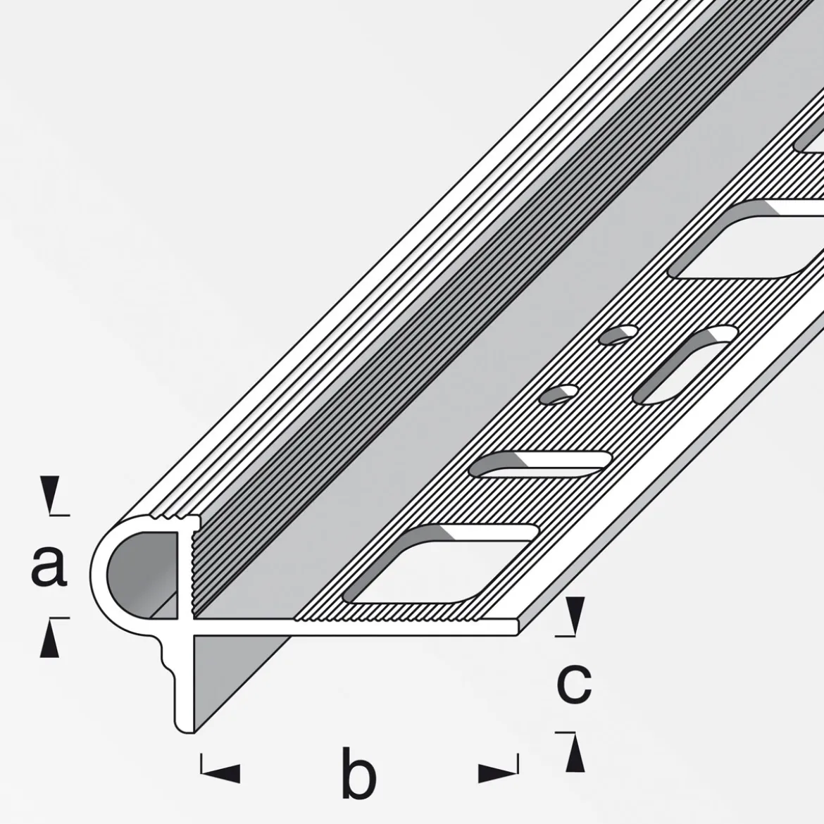 Fundamo Treppenkantenprofil Florentiner 10 mm 2,5m silber
