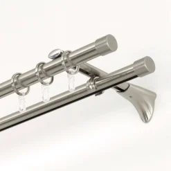 GardiniaGardinenstange Memphis mit Innenlauf Durchmesser 16 mm 160 cm Edelstahl-Optik