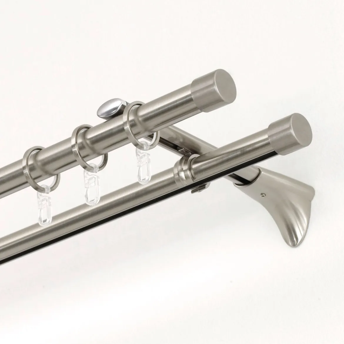 GardiniaGardinenstange Memphis mit Innenlauf Durchmesser 16 mm 200 cm Edelstahl-Optik