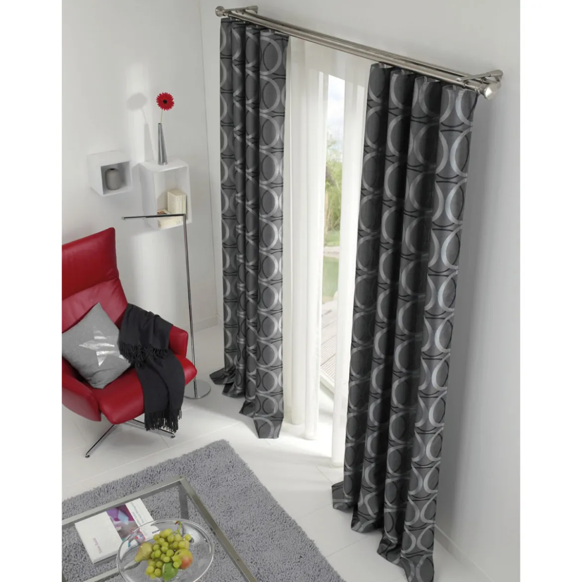GardiniaGardinenstange Windsor mit Innenlauf Durchmesser 16 mm 160 cm Edelstahl-Optik