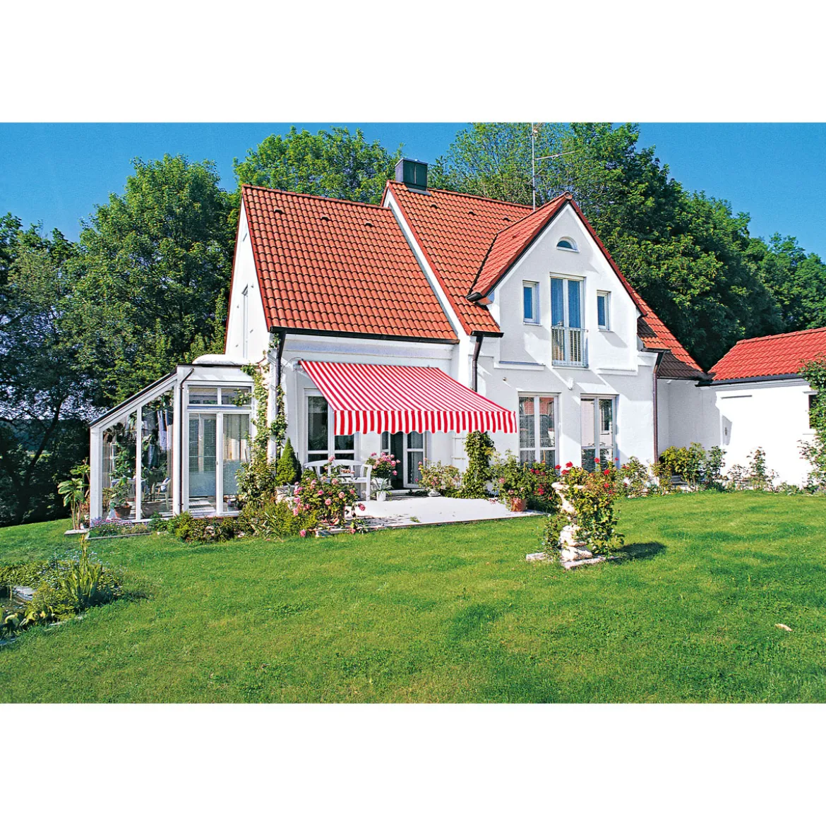 Gelenkarmmarkise Nizza rot-weiss 300 x 200 cm