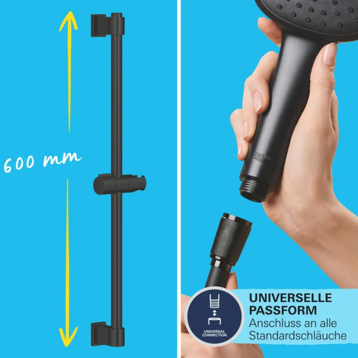 Grohe Brausestangenset Vitalio Start 110 2 Strahlarten (Rain, Jet)