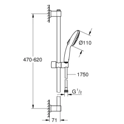 Grohe Brausestangenset Vitalio Start 110 2 Strahlarten (Rain, Jet)