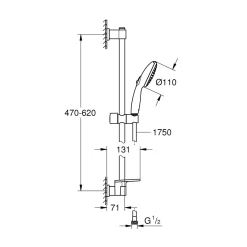 Grohe Brausestangenset Vitalio Start 110 2 Strahlarten (Rain, Jet)
