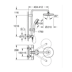 Grohe Duschsystem Tempesta Cosmopolitan 210 mit Thermostatbatterie