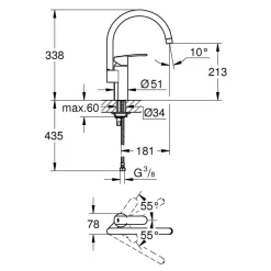 Grohe Einhand-Spültischbatterie Wave Cosmopolitan1/2"