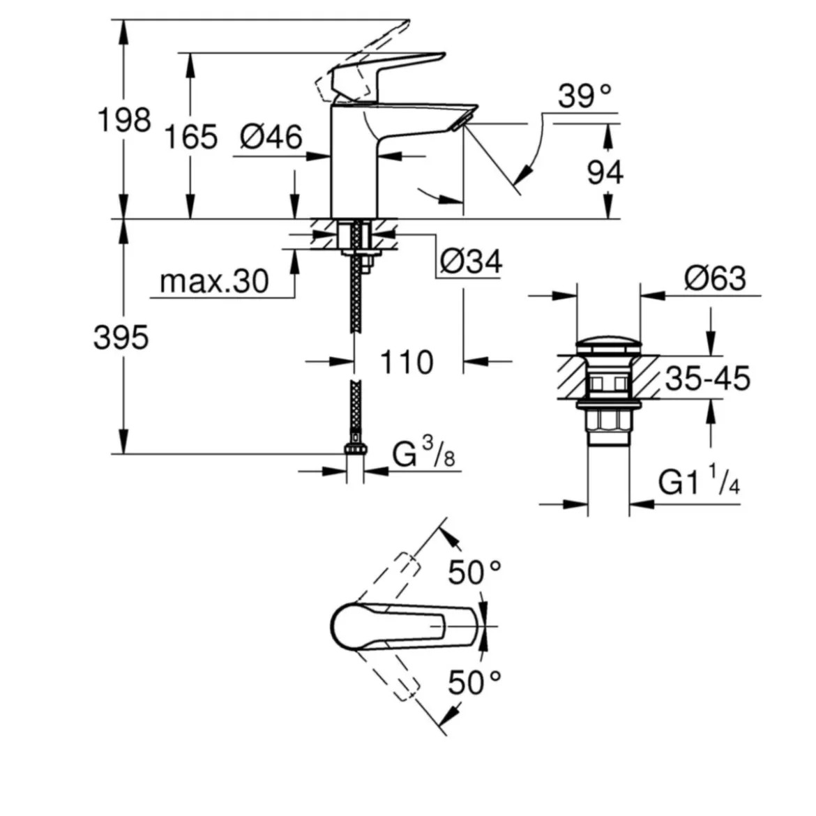 Grohe Einhand-Waschtischbatterie Start 1/2" S-Size
