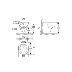 Grohe Wand-Tiefspül-WC Bau alpinweiß 36,8 x 41 x 53,1 cm