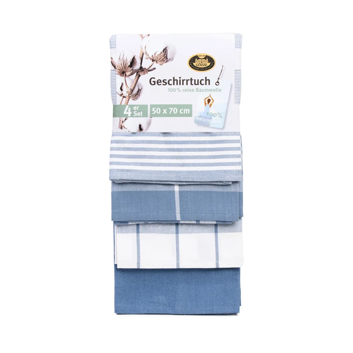 Gözze Geschirrtücher 100% Baumwolle 4er Pack 50x70cm blau