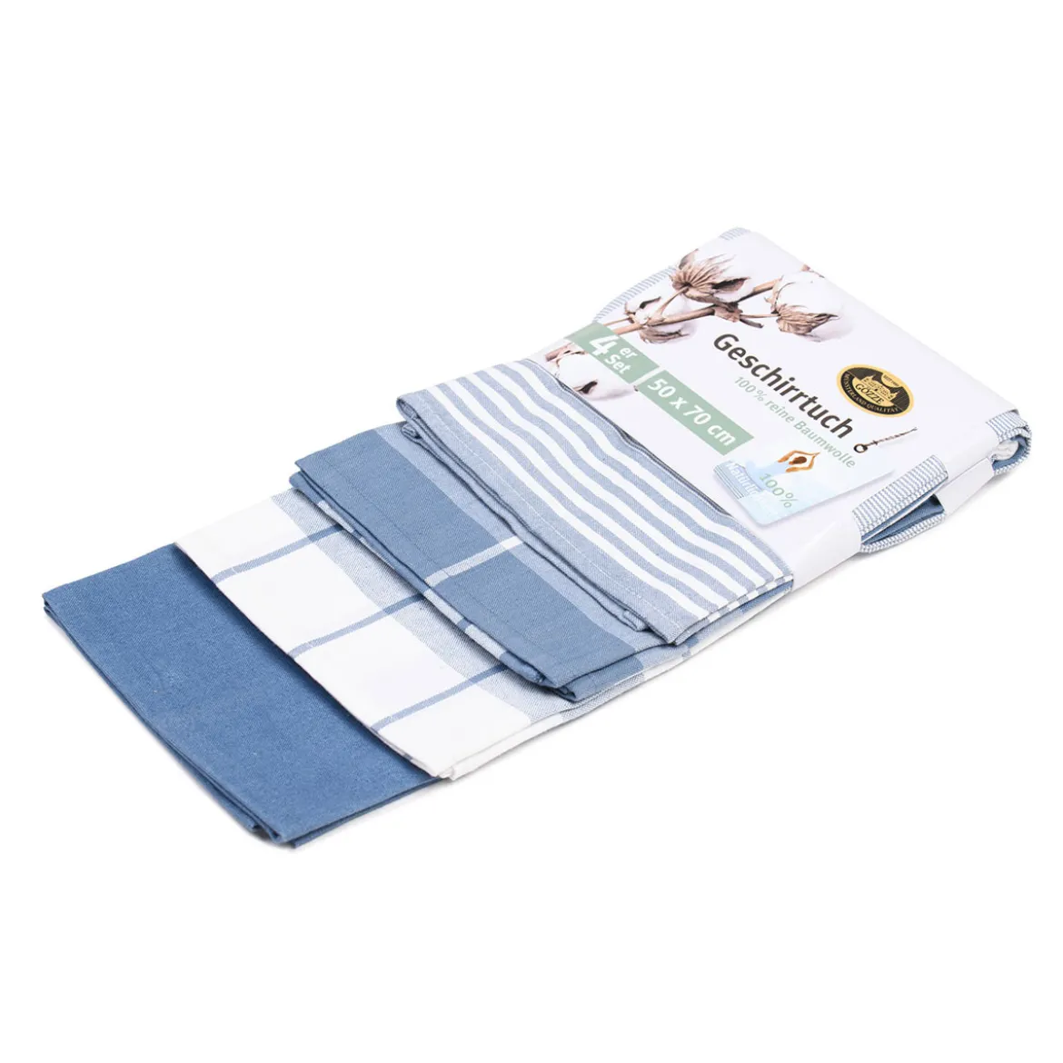 Gözze Geschirrtücher 100% Baumwolle 4er Pack 50x70cm blau