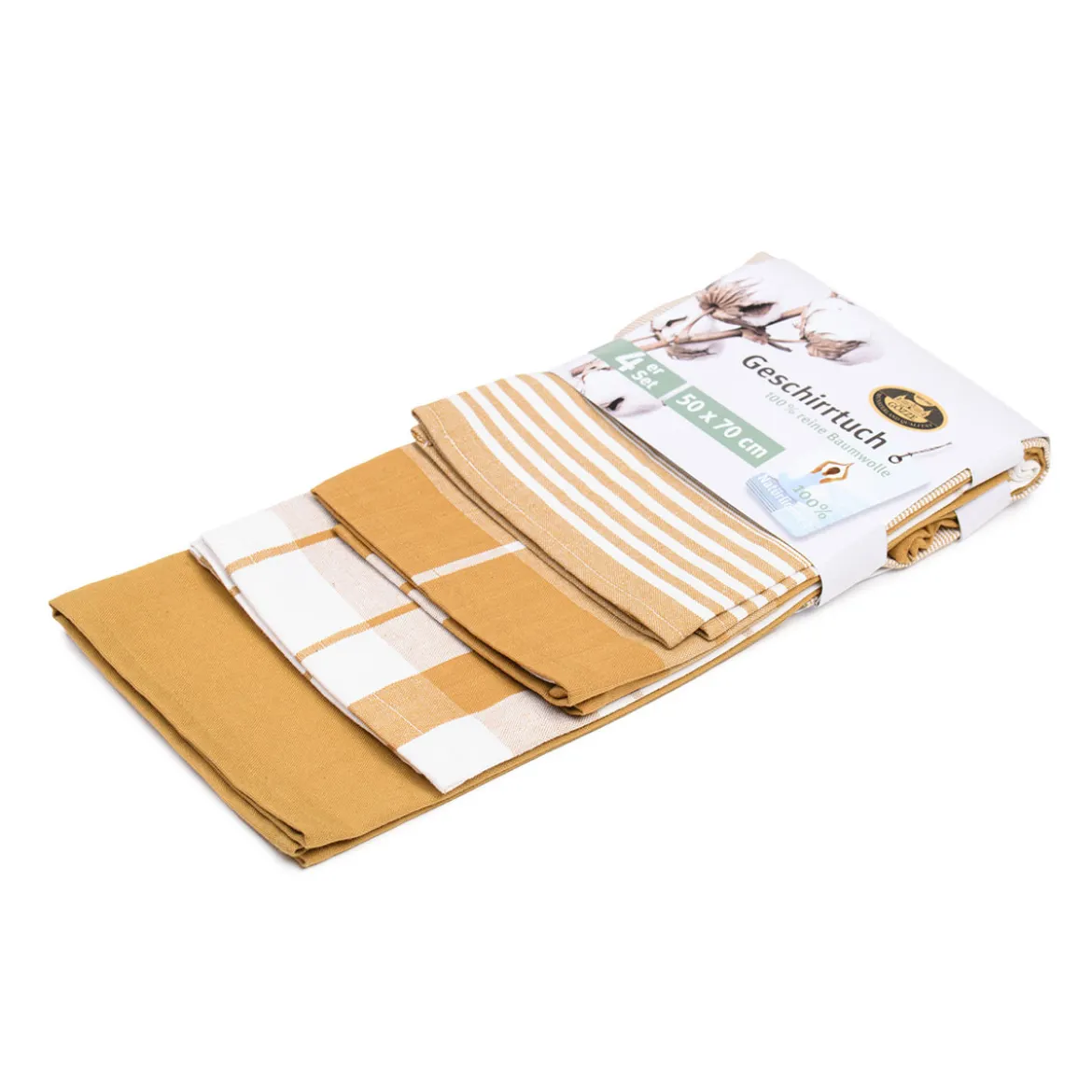 Gözze Geschirrtücher 100% Baumwolle 4er Pack 50x70cm senf