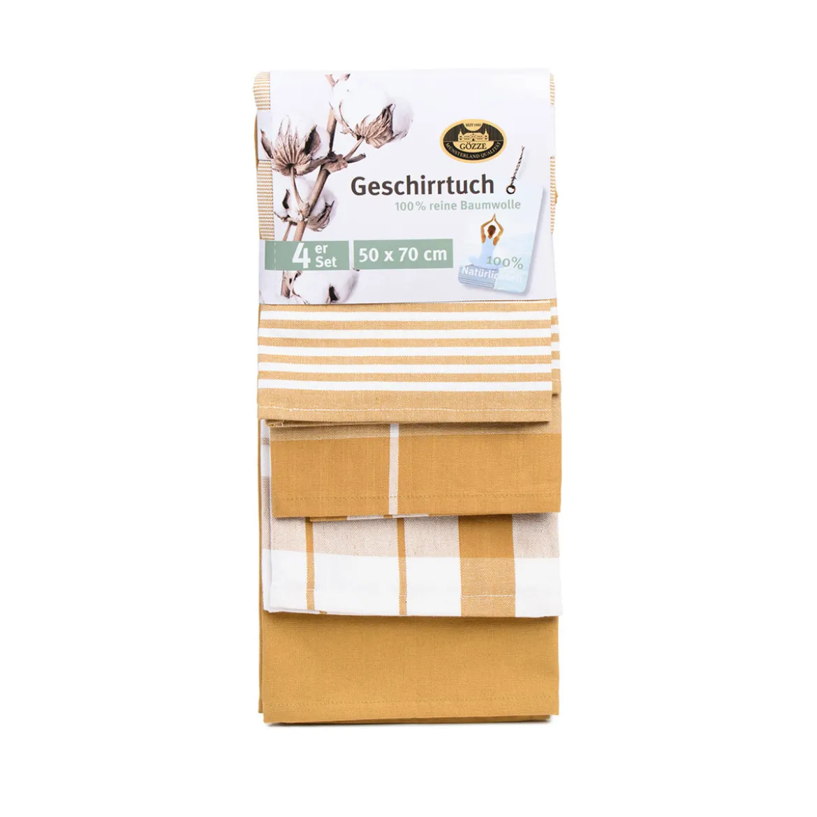 Gözze Geschirrtücher 100% Baumwolle 4er Pack 50x70cm senf