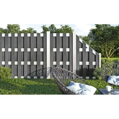 Hartmann Zaun Grundelement WPC/Alu 180x180 cm anthrazit / silber