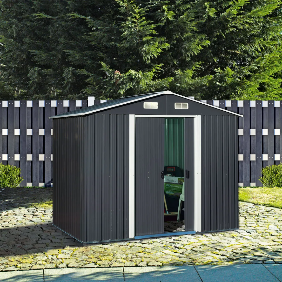 Hartmann Zaun-Grundelement WPC/Alu 180 x 180 cm anthrazit/silber