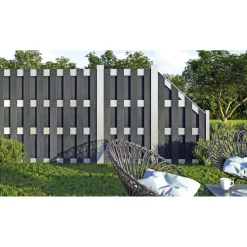 Hartmann Zaun-Grundelement WPC/Alu 180 x 180 cm anthrazit/silber