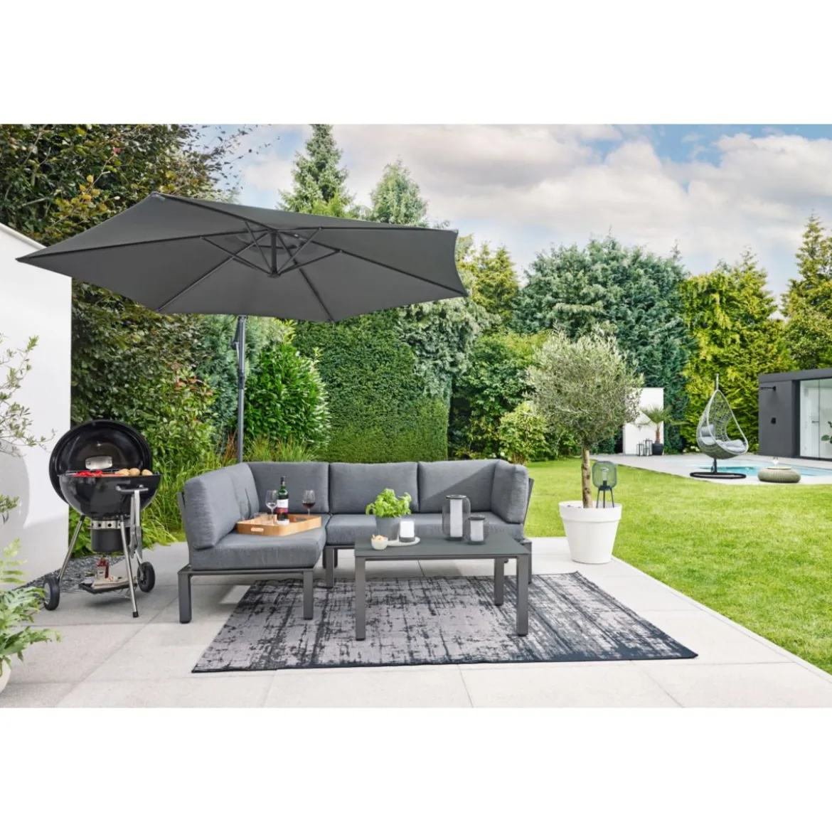 Haveson Ampelschirm Salerno 300 cm anthrazit