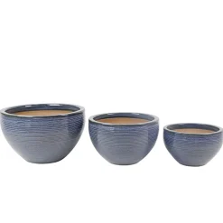Haveson Pflanzschale Feine Rille 35 x 22 cm grauglasiert
