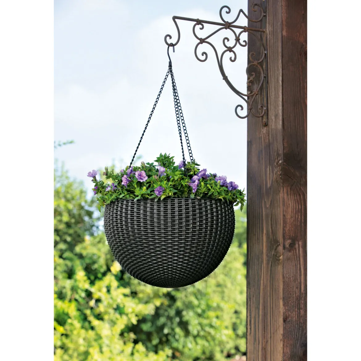 HavesonRattan-Pflanzampel Durchmesser 35 cm anthrazit