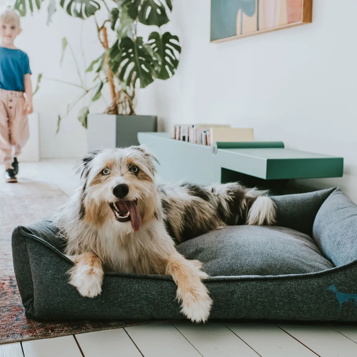 Hunter Hundesofa Prag blau 90 x 70 cm
