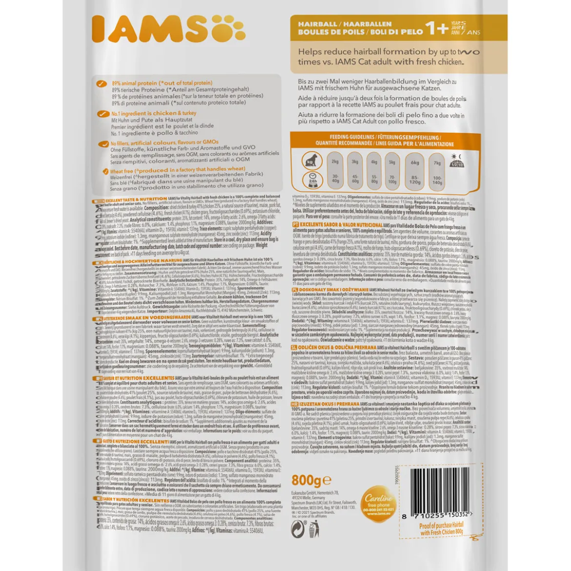 IAMS Trockenfutter Vital Katze Haarballen Huhn 800 g