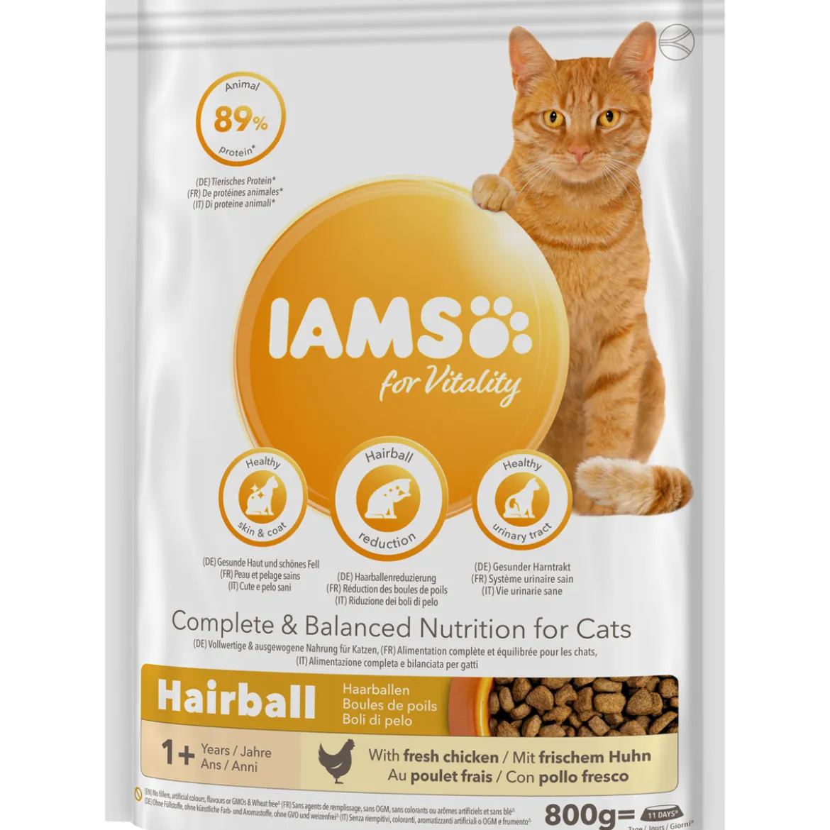 IAMS Trockenfutter Vital Katze Haarballen Huhn 800 g