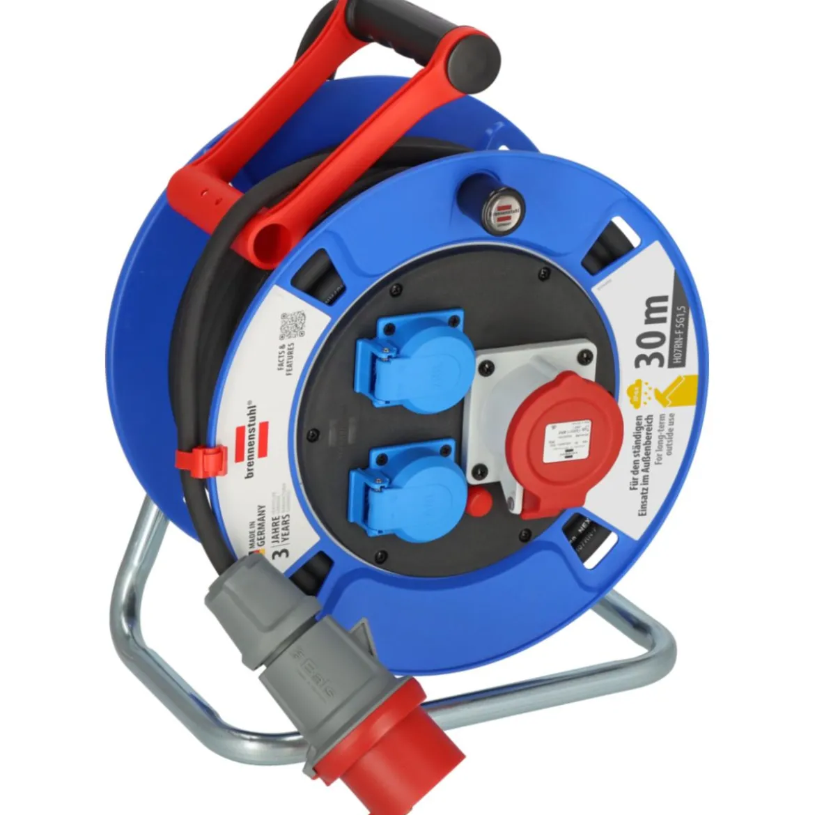 Kabeltrommel CEE 30m H07RN-F3G1,51xCEE 16A/400V 2xSchuko 230V