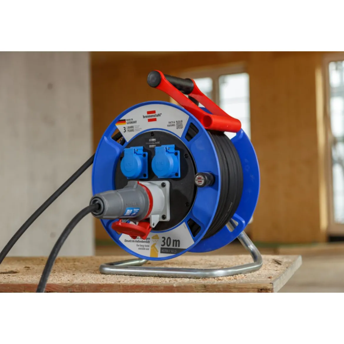 Kabeltrommel CEE 30m H07RN-F3G1,51xCEE 16A/400V 2xSchuko 230V