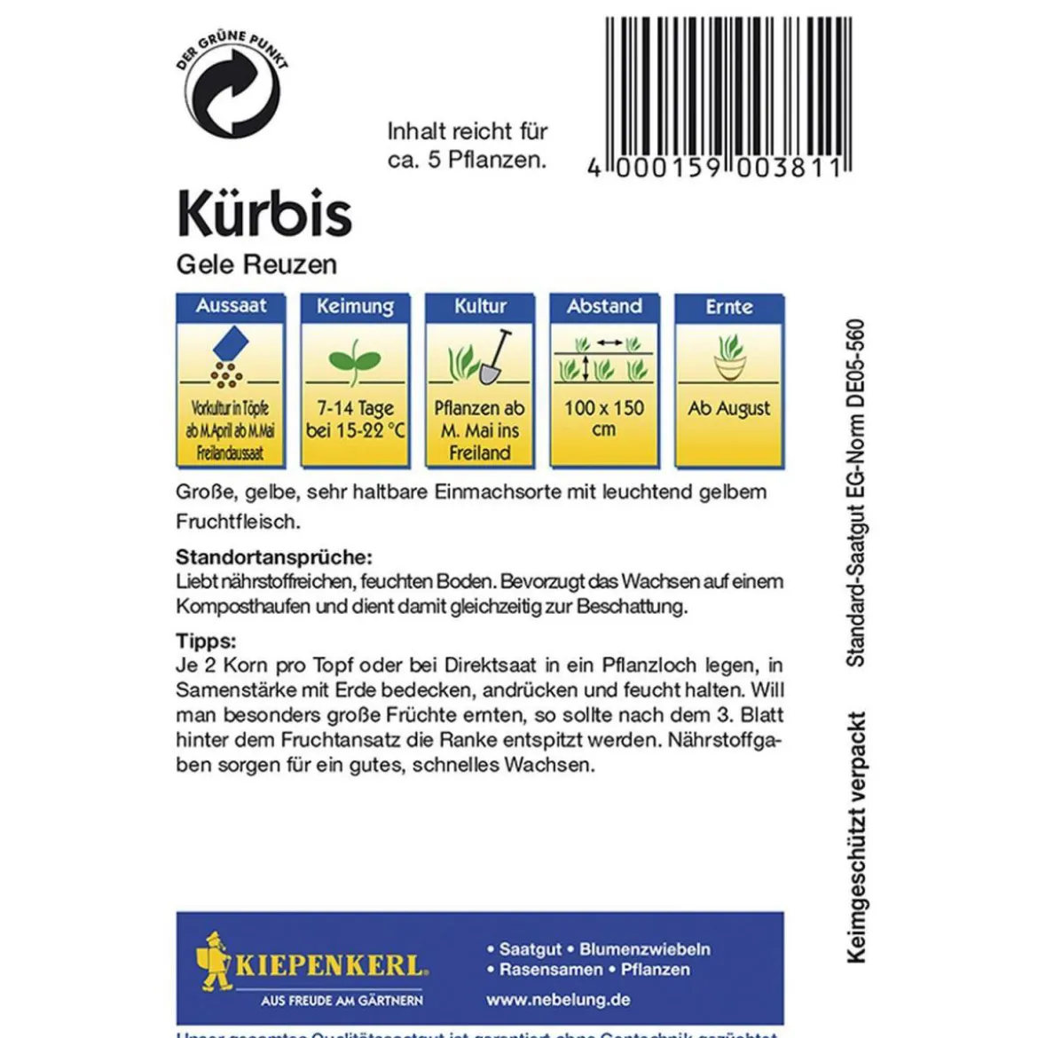 Kiepenkerl Kürbis Gele Reuzen Gelber Zentner