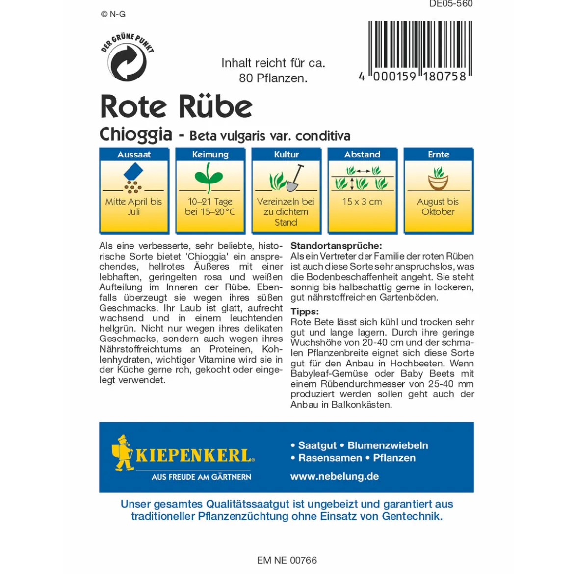 Kiepenkerl Rote Rübe Chioggiau