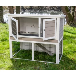 Kleintierstall Lucky 115 x 100 x 65 cm weiß-braun