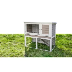 Kleintierstall Lucky 115 x 100 x 65 cm weiß-braun