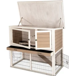Kleintierstall Lucky 115 x 100 x 65 cm weiß-braun