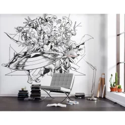 KomarVlies Fototapete Avengers Black and White 300x280 cm