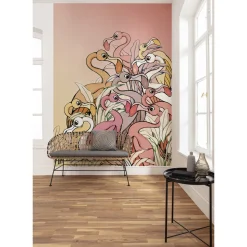 KomarVlies Fototapete Flamingos and Lillys 200x280 cm
